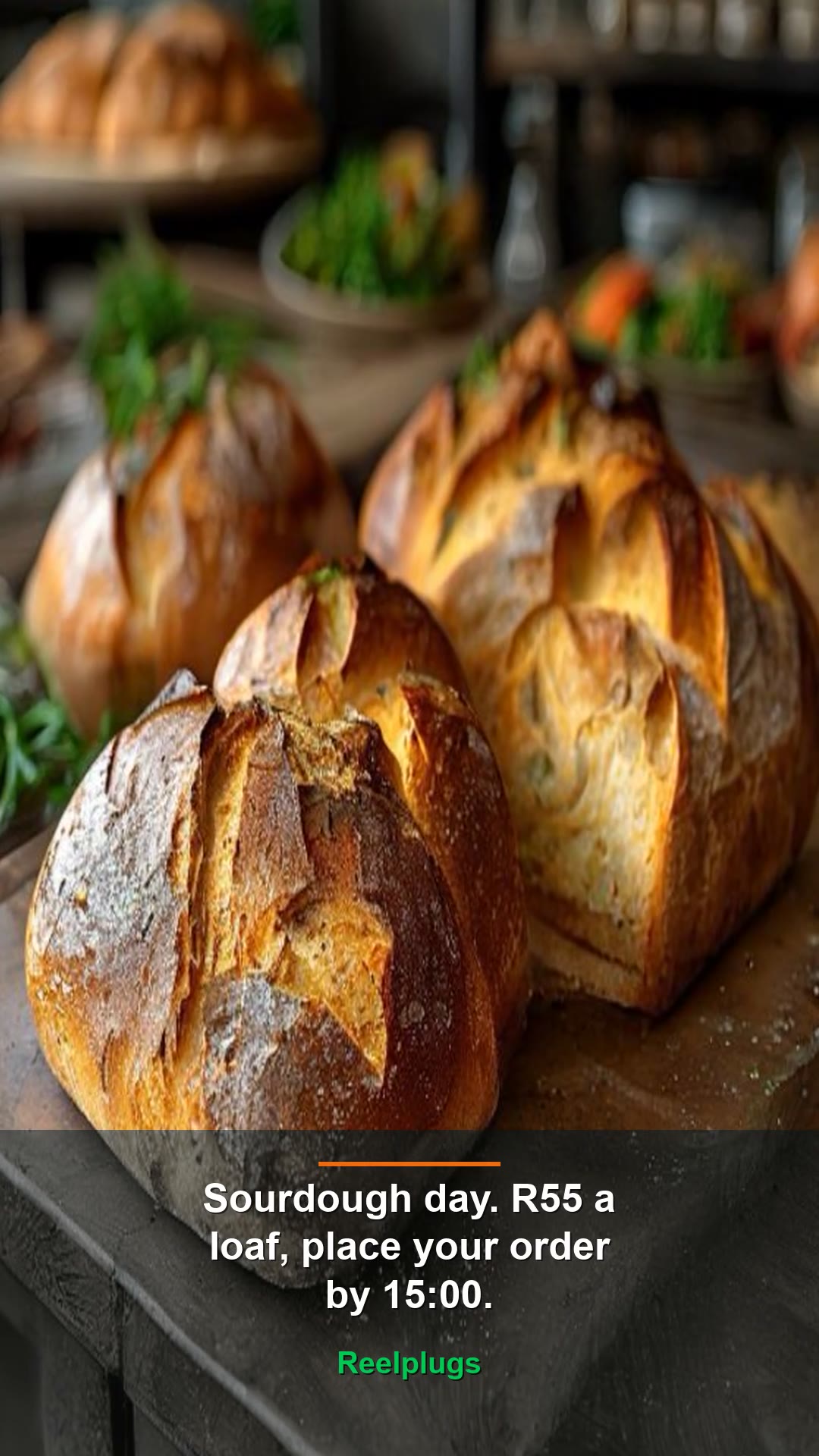 Sourdough day. R55/loaf, place your order by 15:00.
