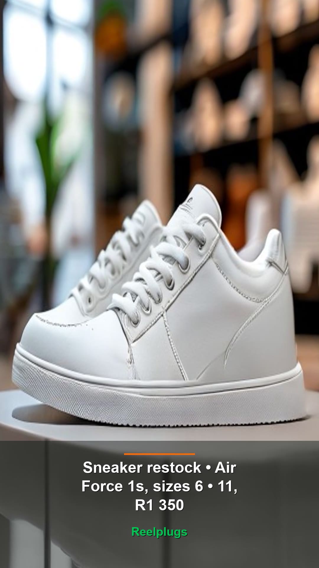 Sneaker restock — Air Force 1s, sizes 6-11, R1 350