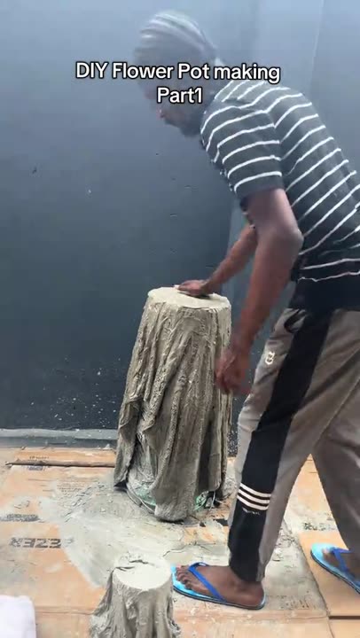 How I made flower pot with cement + water + towel #diy #artbyafolabi #doityourself #diyproject #diycraft